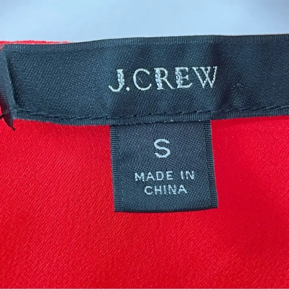 J. Crew Ruffle Front V-Neck Sleeveless Blouse Layering Top Satin Red Size Small